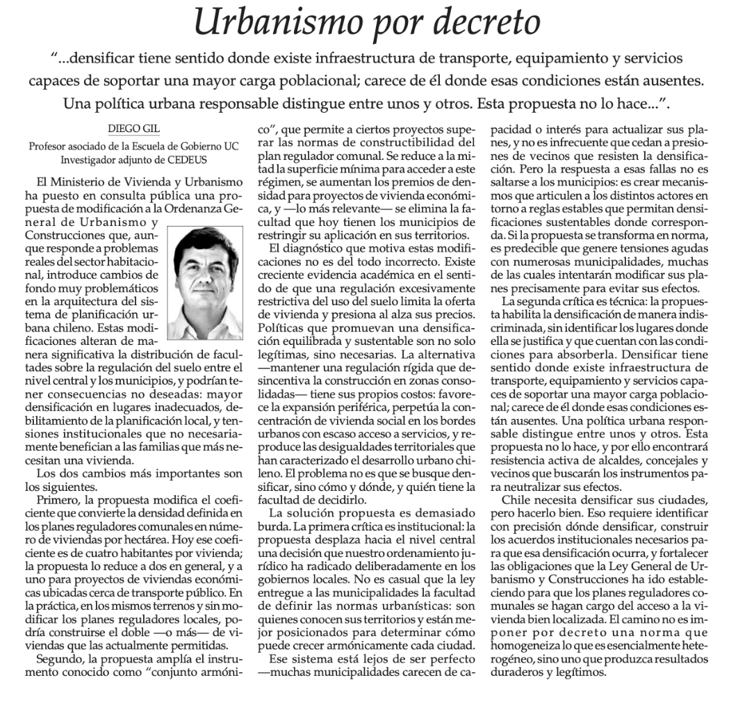 Urbanismo por decreto - Diego Gil